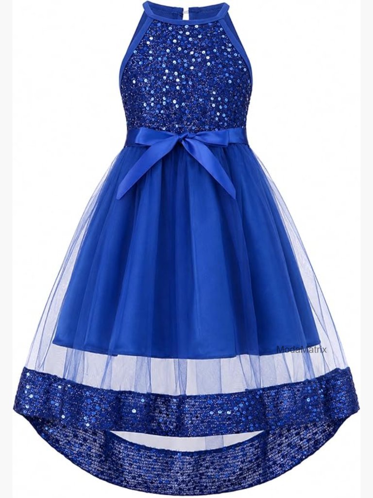 Girls Sequin Tulle Princess Maxi Dress Off Shoulder Formal Sparkly Tutu